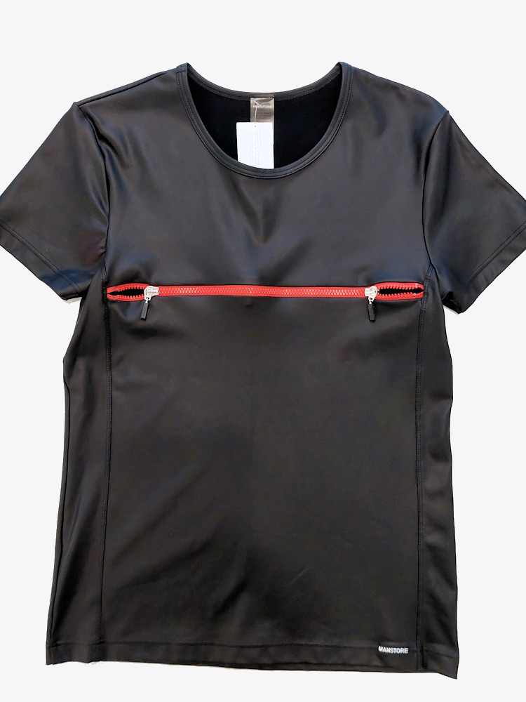 Manstore Zipped T Shirt Black Red 1