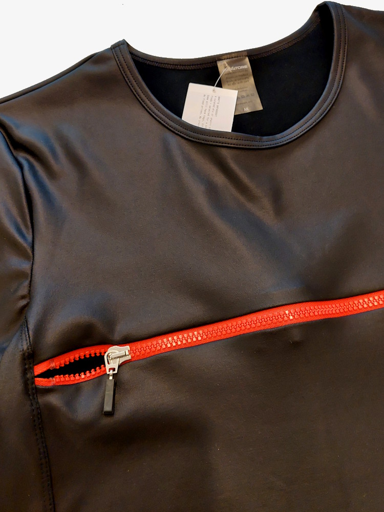 Manstore Zipped T Shirt Black Red 2