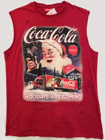 Coca Cola Sleeveless Tee Holidays Are Coming Red UNTAGGED By BodywearStore