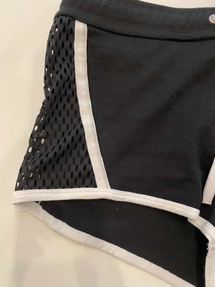 Addicted Fetish ADF169 Mesh Striped Shorts White UNTAGGED By BodywearStore