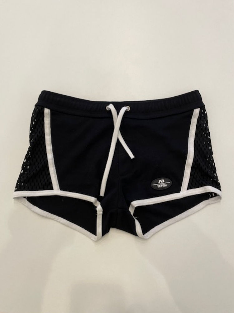 Addicted Fetish ADF169 Mesh Striped Shorts White UNTAGGED By BodywearStore