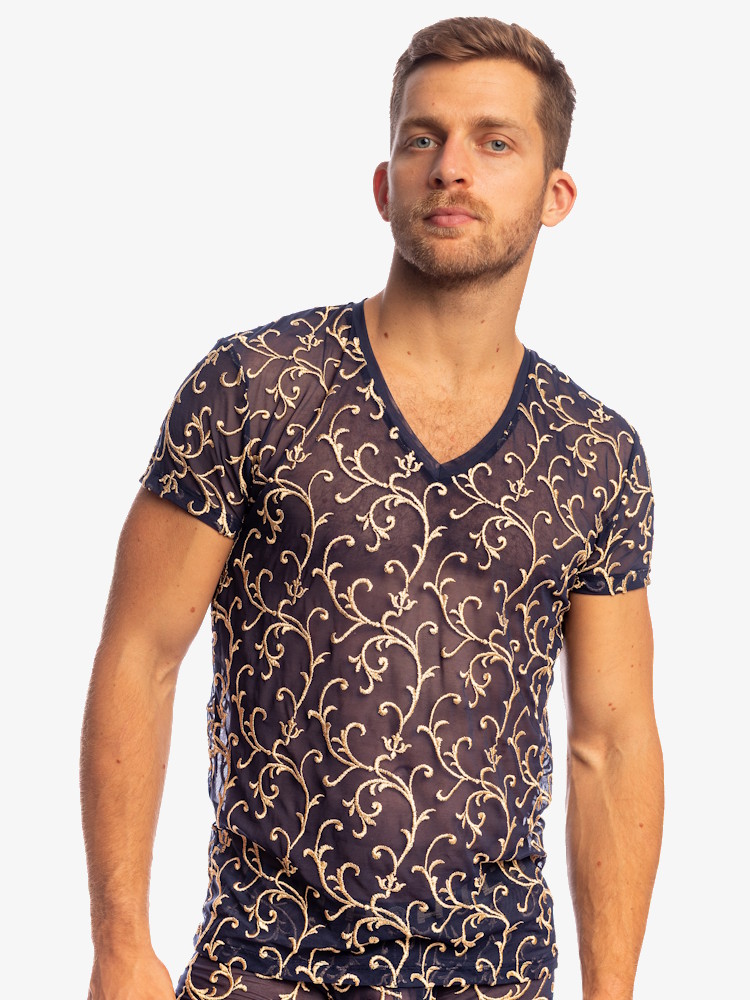 L'homme Invisible Nuit Baroque T Shirt MY73 Midnight Blue 1