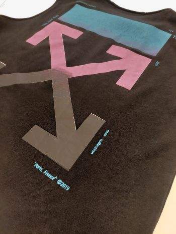 Off White Cropped Gym Tank Black Logo 1