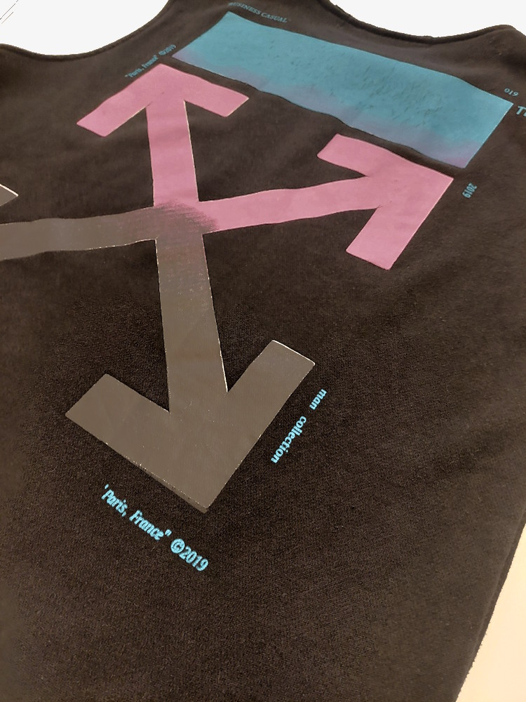 Off White Cropped Gym Tank Black Logo 1