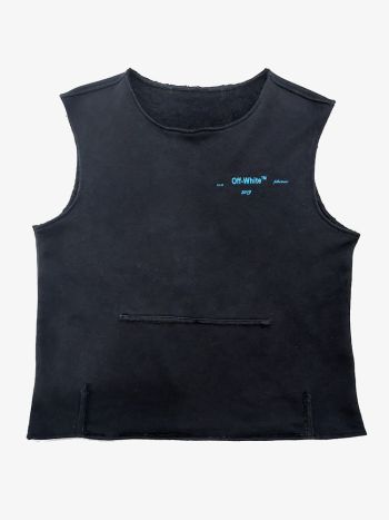 Off White Cropped Gym Tank Black Logo 2