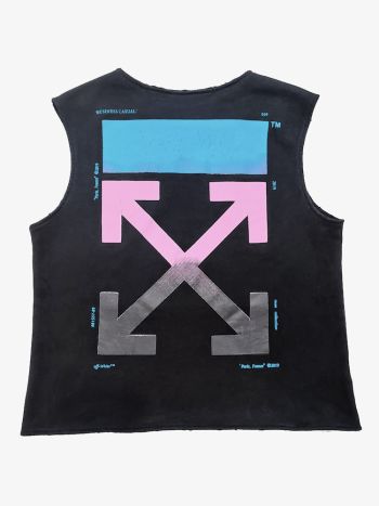 Off White Cropped Gym Tank Black Logo 3