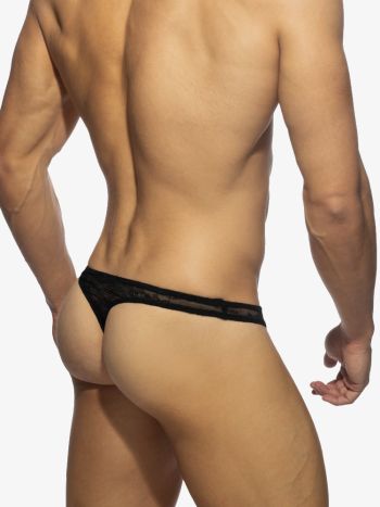 Addicted Ad1079 Flowery Lace Thong Black 2
