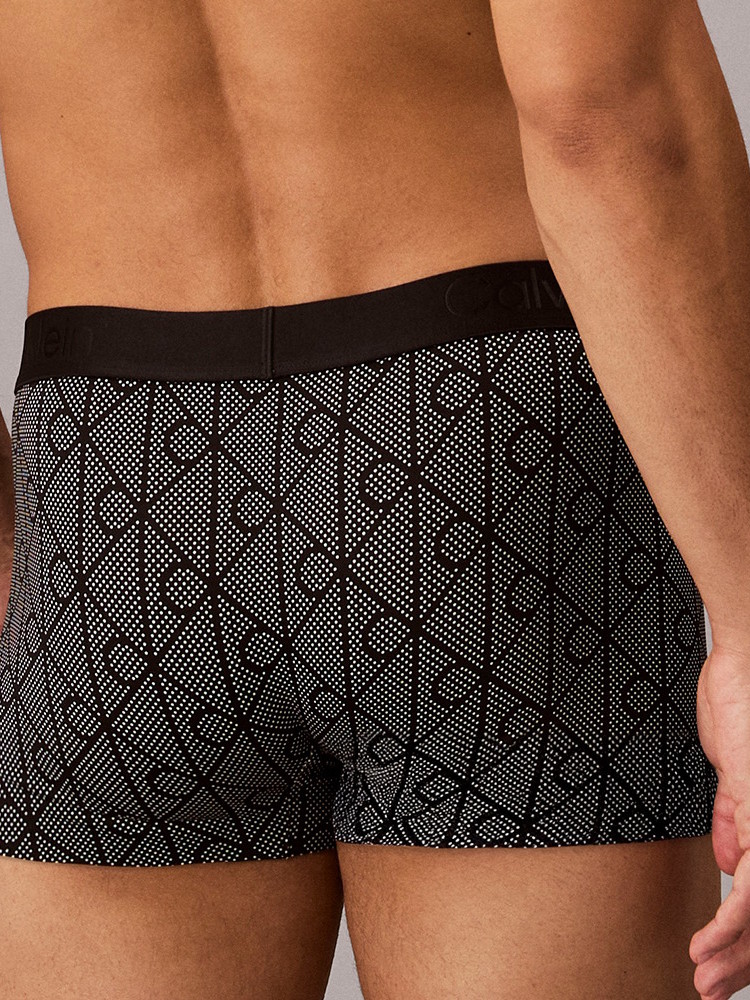 Calvin Klein Black Microfiber Low Rise Trunk Lv00nb4422 2qk Perforated Emblem Black 2