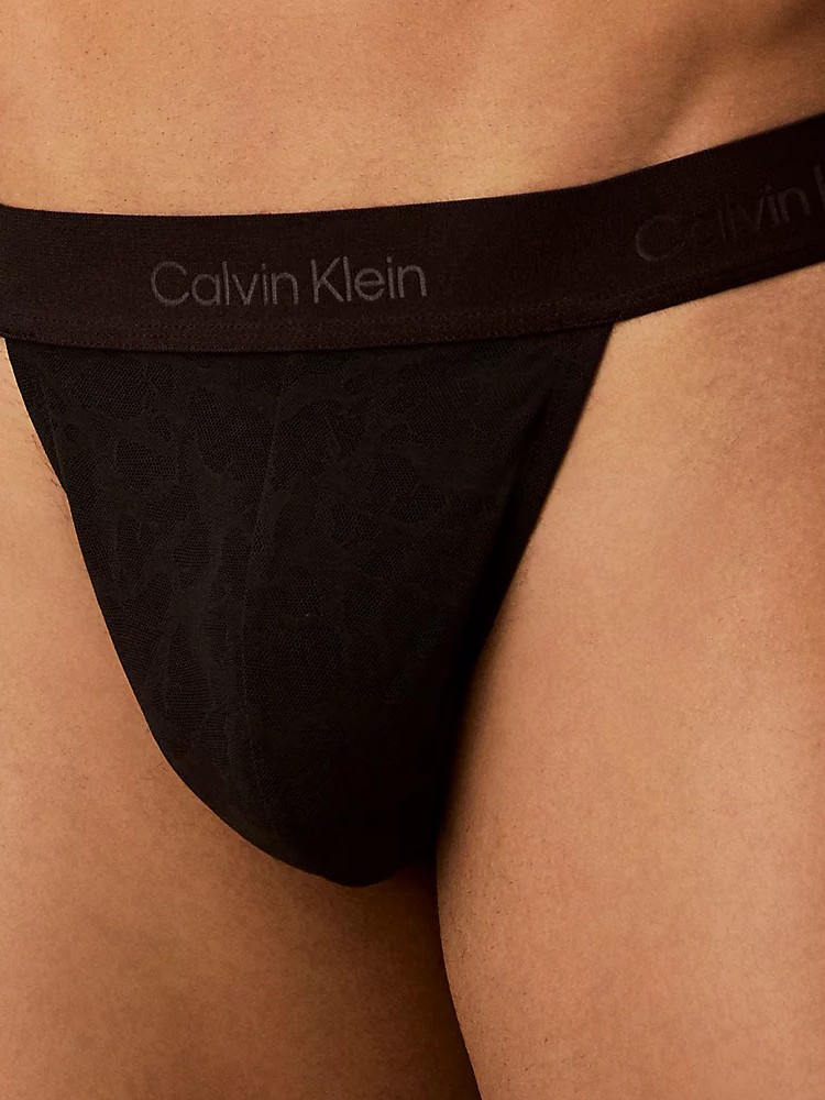 Calvin Klein Microfiber Lace Thong Lv00nb4570 Ub1 Black 4