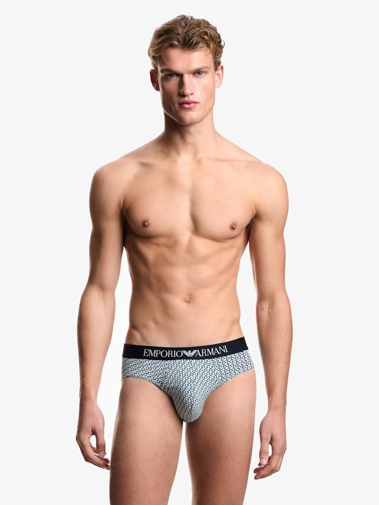 Emporio Armani Underwear Brief 2 Pack Stretch Cotton EM000251 Blue Geometric