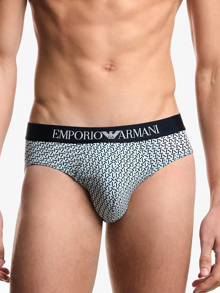 Emporio Armani Underwear Brief 2 Pack Stretch Cotton EM000251 Blue Geometric