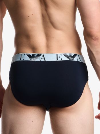 Emporio Armani Underwear Brief 3 Pack Stretch Cotton Em000258 Af20668 Mb139 Blue 3