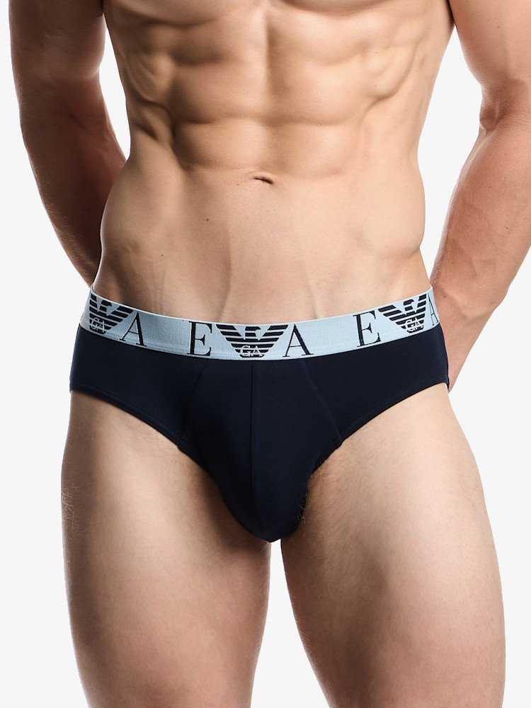 Emporio Armani Underwear Brief 3 Pack Stretch Cotton Em000258 Af20668 Mb139 Blue 4