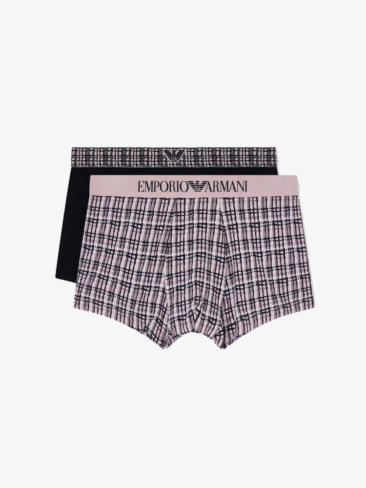 Emporio Armani Underwear Trunk 2 Pack Stretch Cotton EM001014 Pink Check