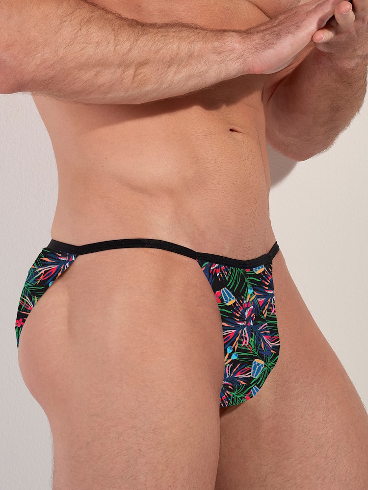 Hom Funky Styles Tanga Briefs 403014 P004 Black Print 2