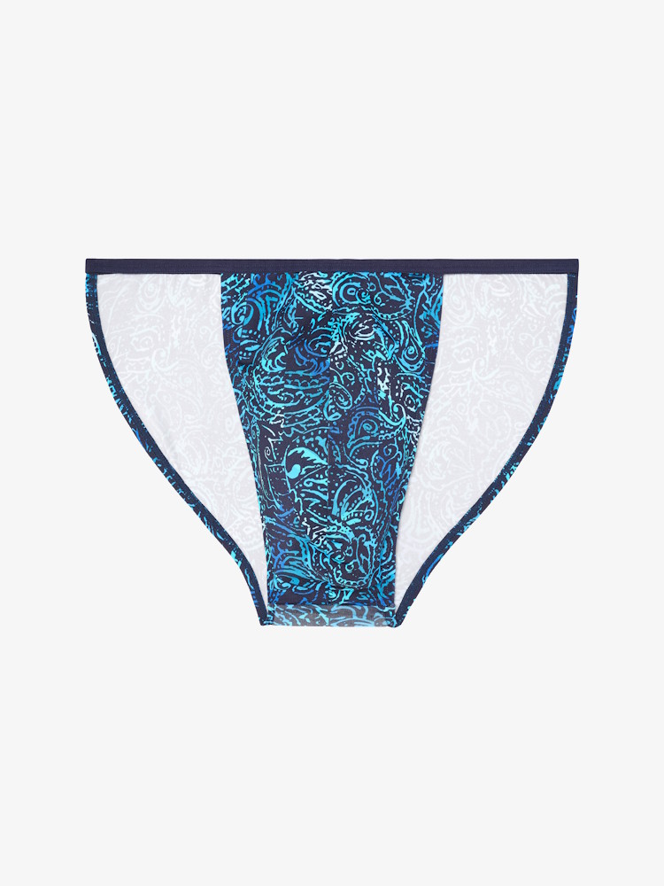 Hom Funky Styles Tanga Briefs 403014 P0RA Navy Turquoise Print 1