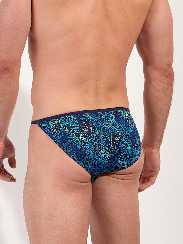 Hom Funky Styles Tanga Briefs 403014 P0RA Navy Turquoise Print 5