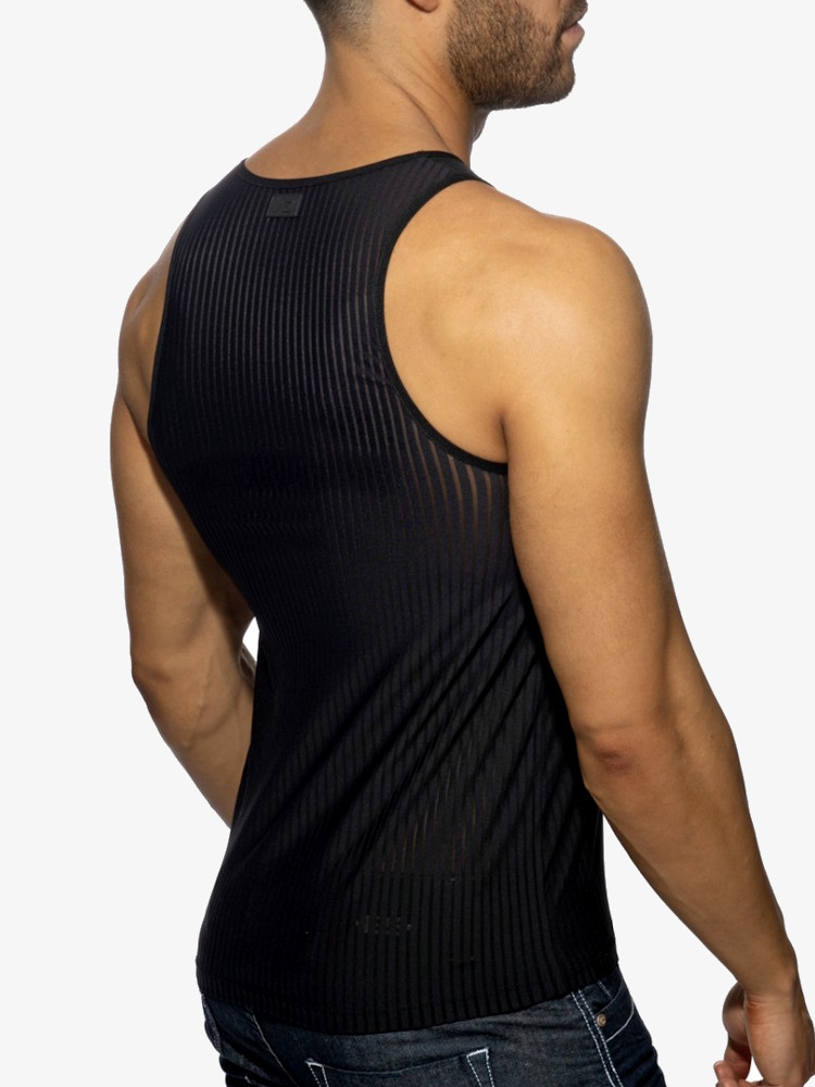 Addicted Ad1414 Black Stripe Tank Top Black 2
