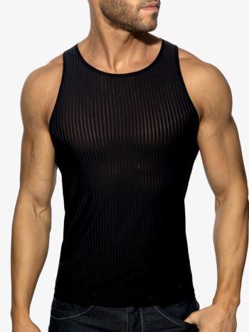 Addicted Ad1414 Black Stripe Tank Top Black 3