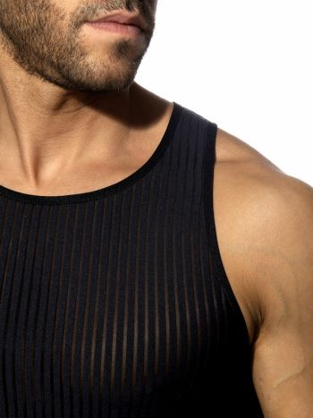 Addicted Ad1414 Black Stripe Tank Top Black 4