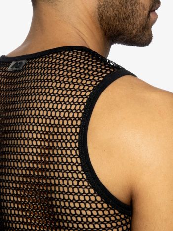 Addicted Ad1426 Openwork Fabric Tank Top Black 4