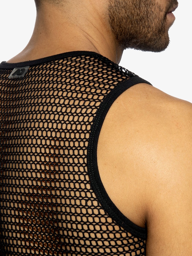 Addicted Ad1426 Openwork Fabric Tank Top Black 4