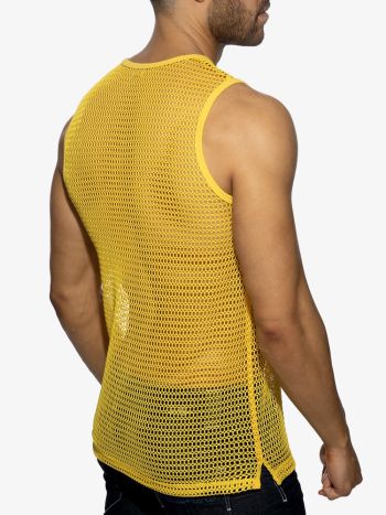 Addicted Ad1426 Openwork Fabric Tank Top Yellow 2