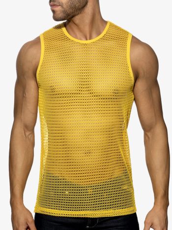Addicted Ad1426 Openwork Fabric Tank Top Yellow 3