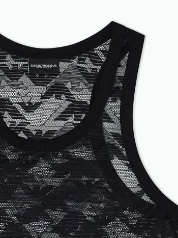 Emporio Armani Underwear All Over Eagle Lace Tank Top Em002156 Black 1