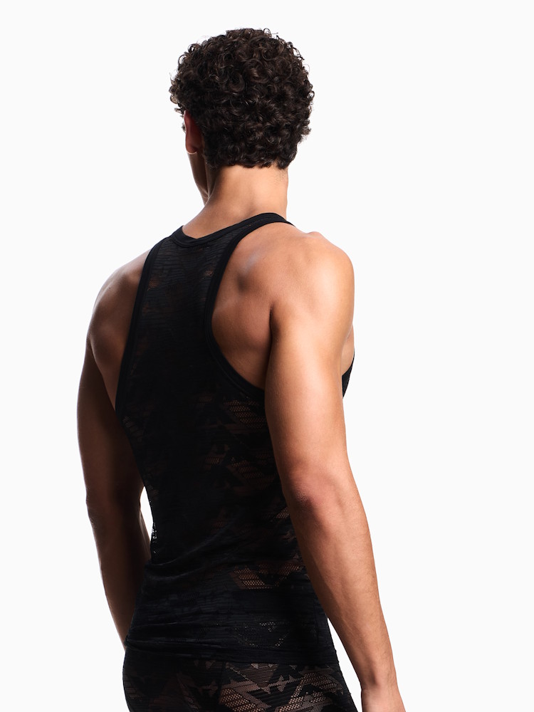 Emporio Armani Underwear All Over Eagle Lace Tank Top Em002156 Black 2