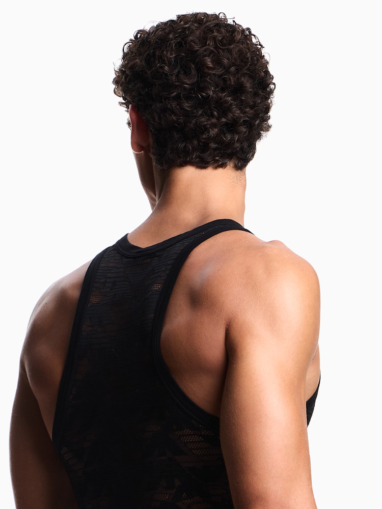 Emporio Armani Underwear All Over Eagle Lace Tank Top Em002156 Black 3