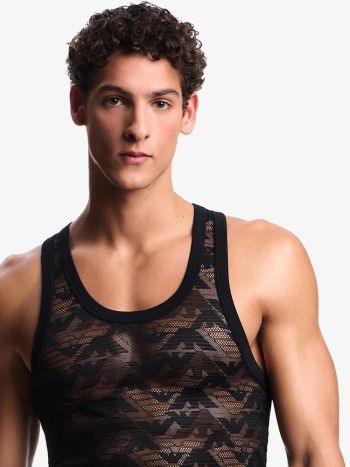 Emporio Armani Underwear All Over Eagle Lace Tank Top Em002156 Black 5