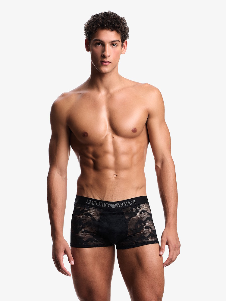 Emporio Armani Underwear All Over Eagle Lace Trunk Em000232 Black 4
