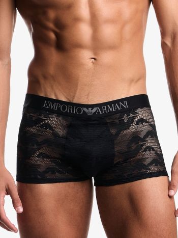 Emporio Armani Underwear All Over Eagle Lace Trunk Em000232 Black 5
