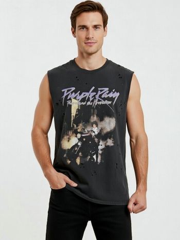 Prince Purple Rain Tank Top Distressed Black 1