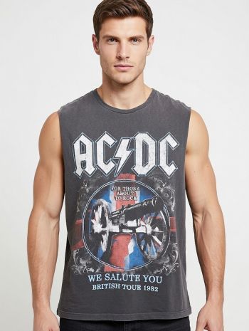 Ac Dc Tank Top Distressed Dark Grey 1