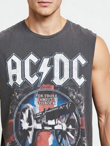 Ac Dc Tank Top Distressed Dark Grey 2