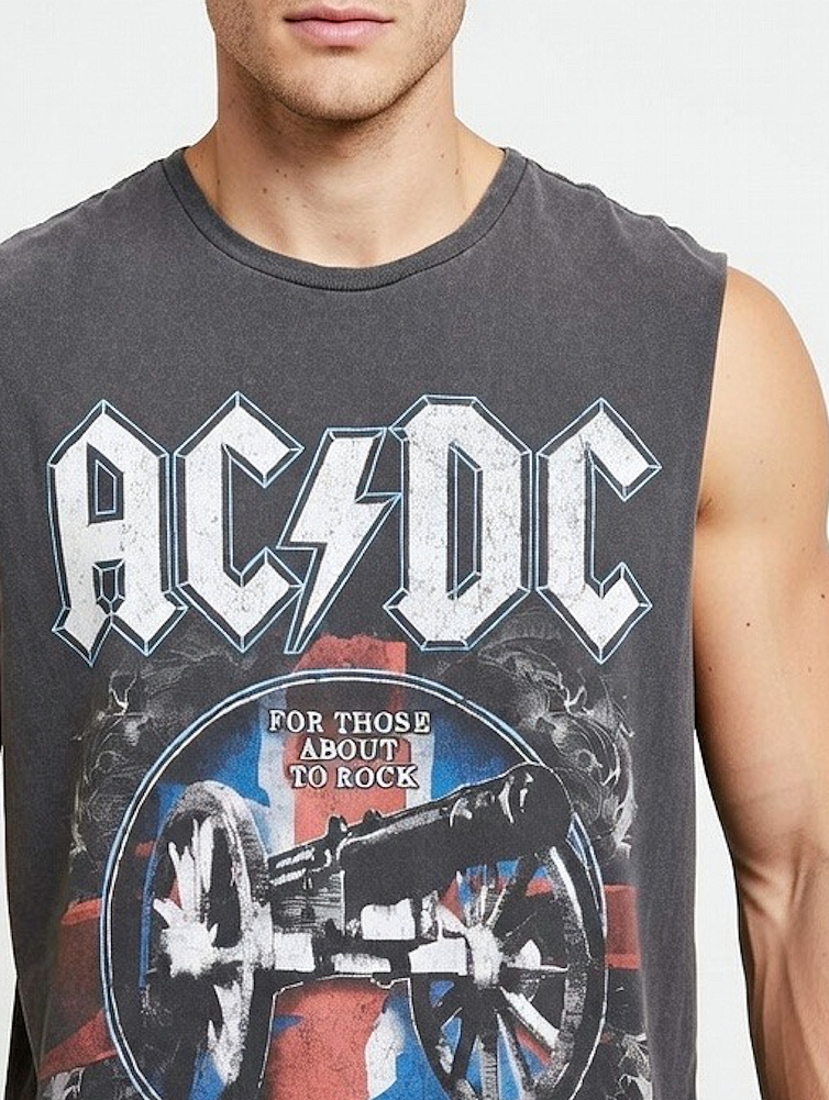 Ac Dc Tank Top Distressed Dark Grey 2