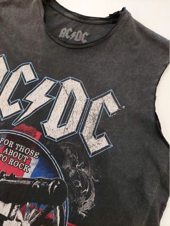 Ac Dc Tank Top Distressed Dark Grey 3