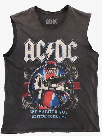 Ac Dc Tank Top Distressed Dark Grey 4