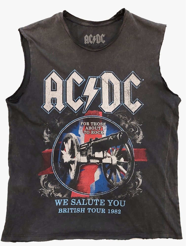 Ac Dc Tank Top Distressed Dark Grey 4