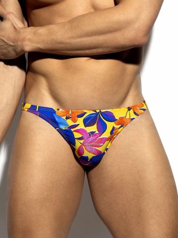 Es Collection Un664 Bold Flowers Thong Yellow 4