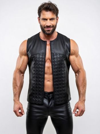 Peter Domenie Fetish Vest Quilted Houndstooth Black 3