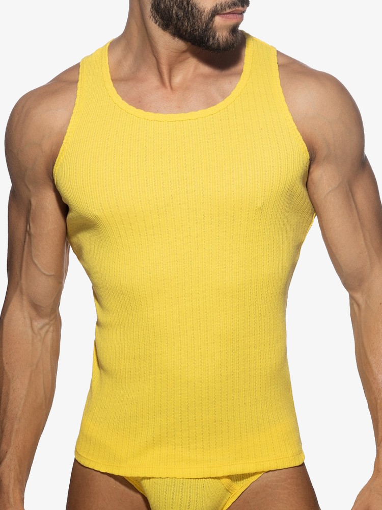 Addicted Ad1378 Puff Tank Top Yellow 4