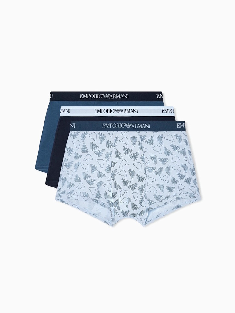 Emporio Armani Trunk 3 Pack All Over Eagle Logo Em000260 Af20671 Light Blue 1