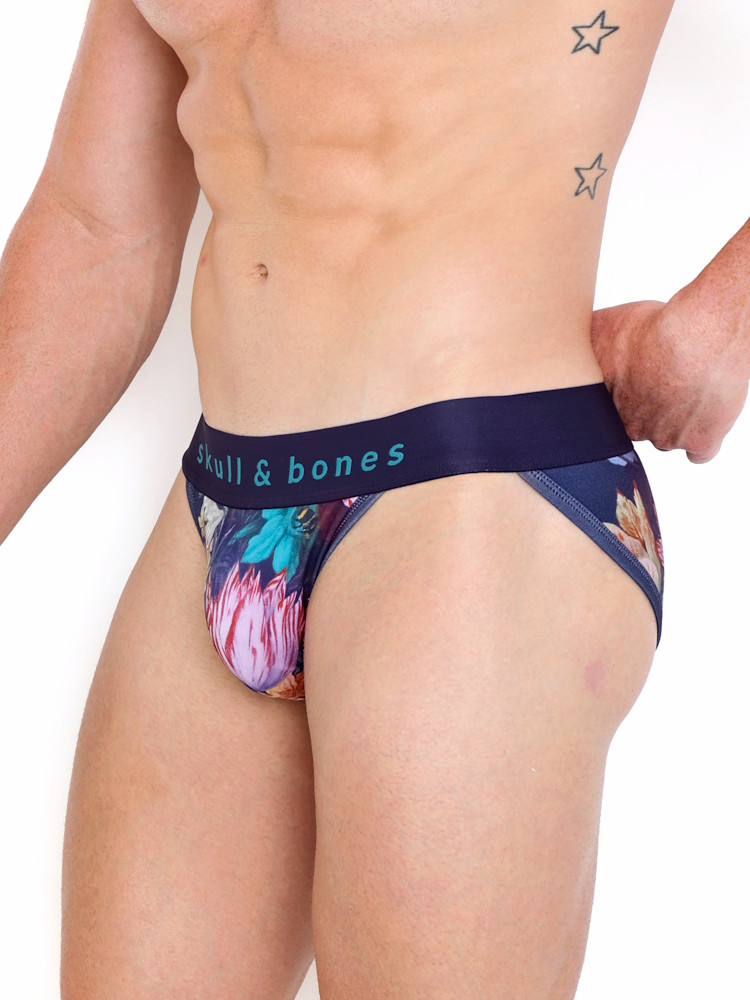 Skull Bones New Hand Painted Floral Bouquet Sport Brief Mc 3