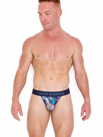 Skull Bones New Hand Painted Floral Bouquet Sport Brief Mc 6