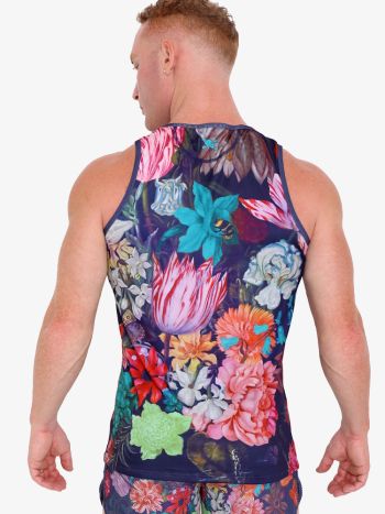 Skull Bones New Hand Painted Floral Bouquet Tank Top Mc 1