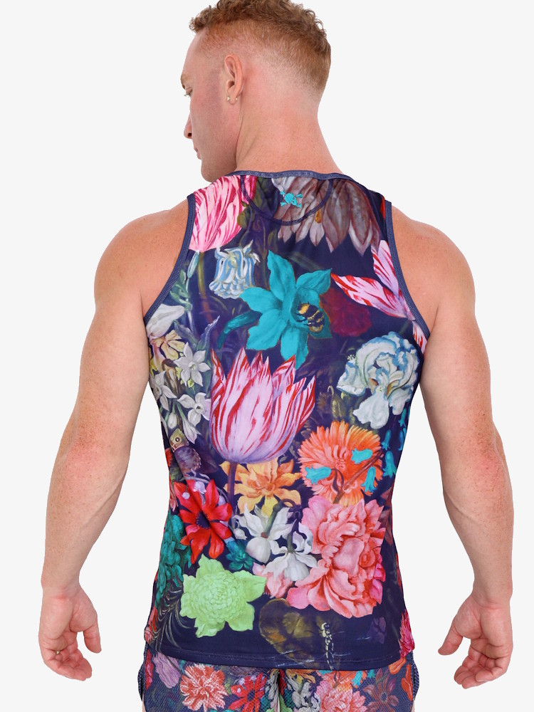 Skull Bones New Hand Painted Floral Bouquet Tank Top Mc 1