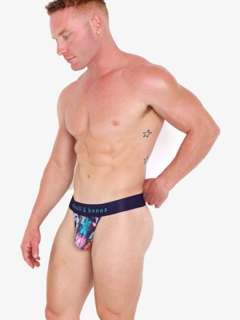 Skull Bones New Hand Painted Floral Bouquet Thong Mc 4